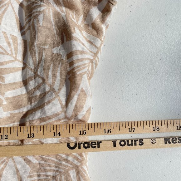 Loft Women's Dress 6 Mini Palm Tree Print Tan Short Sleeve Square Neck New - Picture 9 of 11
